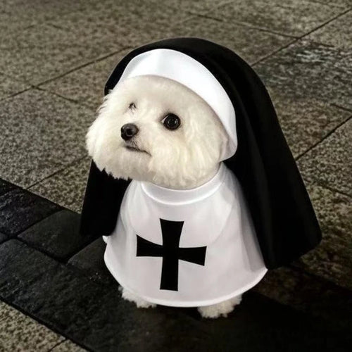 The "Holy Hound" Nun Costume – Funny Walking Outfit for Small Dogs