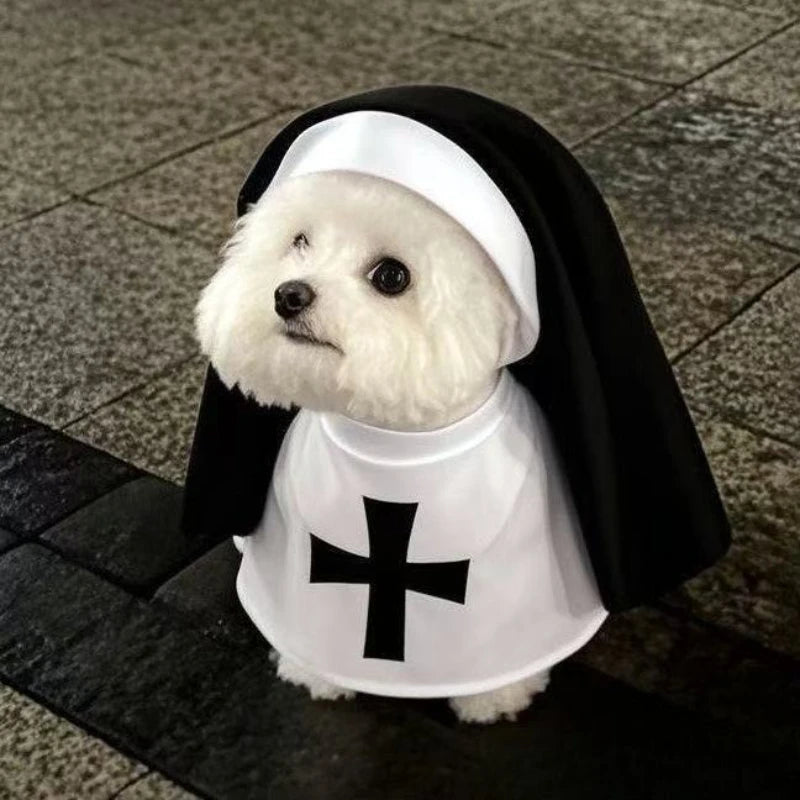The "Holy Hound" Nun Costume – Funny Walking Outfit for Small Dogs