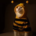 "Busy Bee" Plush Cat Hoodie – Cozy Purr-fection for Feline Friends