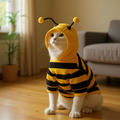 "Busy Bee" Plush Cat Hoodie – Cozy Purr-fection for Feline Friends