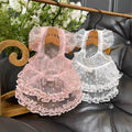 The "Blushing Princess" Lace Mesh Dog Dress – Elegant Pink Party Gown