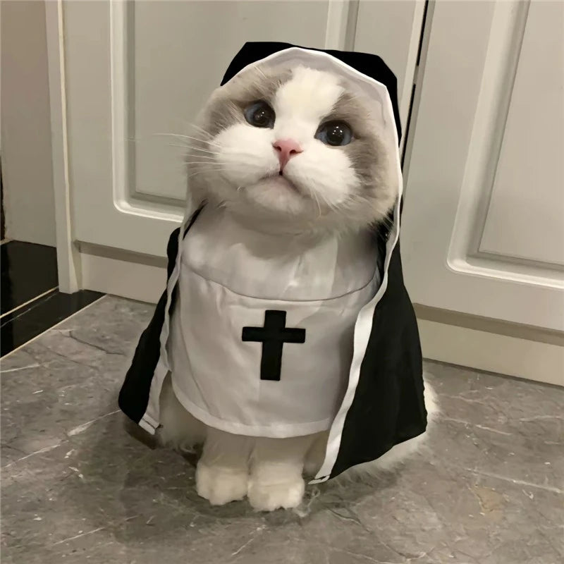 The "Sister Meow" Nun Costume – Hilarious Upright Outfit for Cats