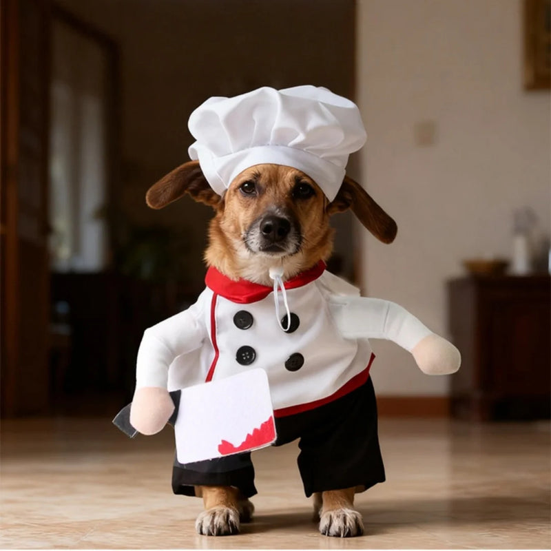 The "Chef de Bark" Culinary Costume – 5-Star Front-Walking Outfit for Dogs